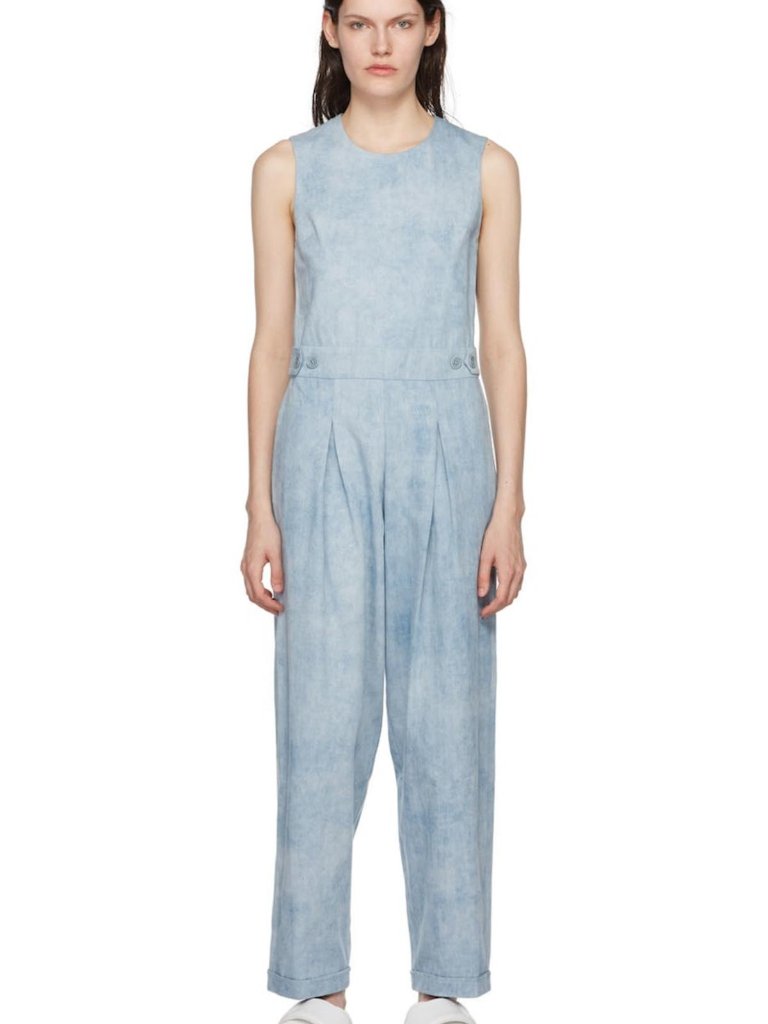 Ymc Pale Blue Sleeveless Wide-Leg Jumpsuit
